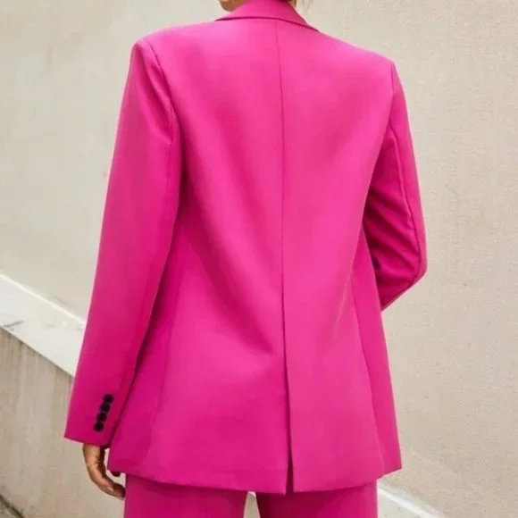 Pink Classy Button Front Blazer - Picture 6 of 6